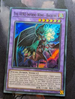 Evil HERO Inferno Wing - Backfire SUDA-EN032 Super Rare 1st Edition YuGiOh - Image 1