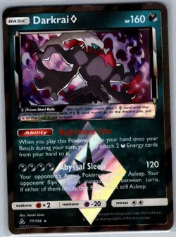 Darkrai Prism Star 77/156 Holo SM - Ultra Prism - Pokemon Card - NM - Image 1