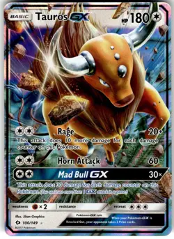 Tauros GX 100/149 SM Base Set Pokemon NM Fast Ship - Image 1