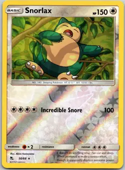 Snorlax 50/68 Reverse Holo Rare Hidden Fates Near Mint - Image 1