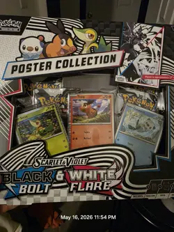 Pokemon Scarlet & Violet Black White Bolt Flare Unova Poster Collection Sealed - Image 1