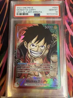 Monkey D Luffy Alt Art Errata OP01-003 Romance Dawn PSA 10 - Image 3