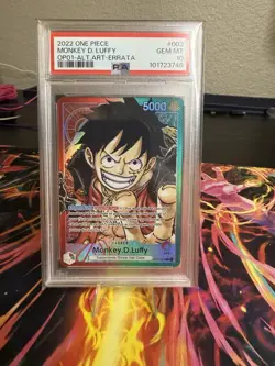 Monkey D Luffy Alt Art Errata OP01-003 Romance Dawn PSA 10 - Image 5