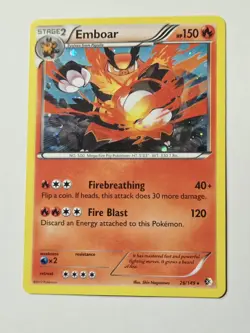 Emboar 26/149 Holo Rare - Boundaries Crossed Black & White 2012 Pokemon NM - Image 1