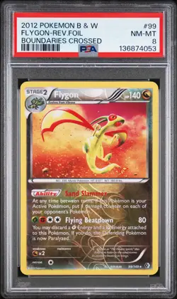 2012 POKEMON BLACK & WHITE BOUNDARIES CROSSED #99 FLYGON-REVERSE FOIL PSA 8 - Image 1