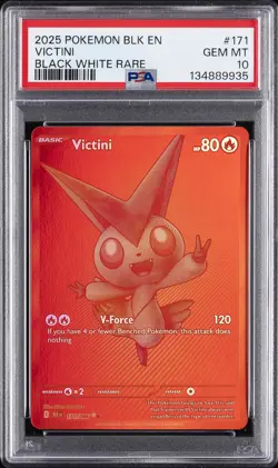 2025 POKEMON BLK EN-BLACK BOLT BLACK WHITE RARE #171 VICTINI PSA 10 - Image 1