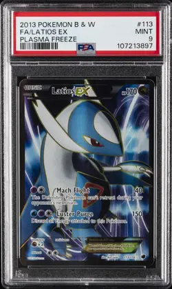 2013 POKEMON BLACK & WHITE PLASMA FREEZE #113 FULL ART/LATIOS EX PSA 9 - Image 1