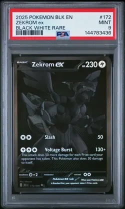 Pokemon Zekrom Ex Black Bolt White Rare #172 PSA 9 Mint - Image 1