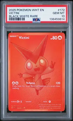 2025 POKEMON WHT EN-WHITE FLARE BLACK WHITE RARE #172 VICTINI PSA 10 - Image 1