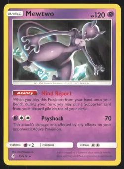 2019 Unbroken Bonds Pokemon Mewtwo #75 Basic/Rare - Image 1