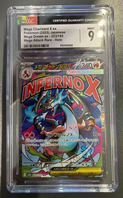 Pokemon CGC 9 MINT 2025 JAPANESE 223 Mega Charizard X ex Mega Attack Rare - Image 1
