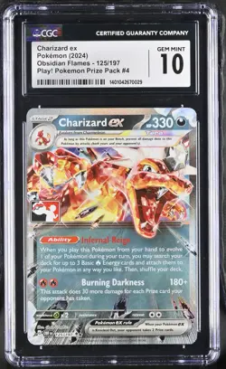 2024 Pokemon Obsidian Flames Play! Pokemon Prize Pack #125 Charizard ex CGC 10 - Image 1