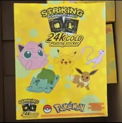 Pokemon 24k Gold Popping Candy Sealed Box & 8 loose packs - Image 1