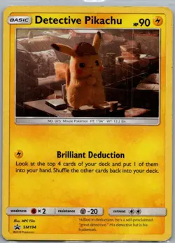 Detective Pikachu - SM194 Holo Promo Sun & Moon Promo Pokemon Holo MP - Image 1