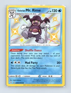 Galarian Mr. Rime SV021/SV122 Shiny Rare Shining Fates Shiny Vault Pokemon LP - Image 1