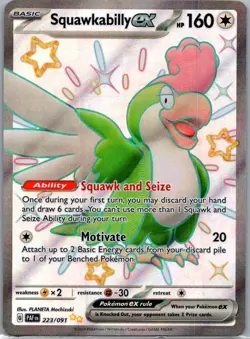Squawkabilly ex 223/091 Shiny Ultra Rare Paldean Fates Pokemon Holo Near Mint - Image 1