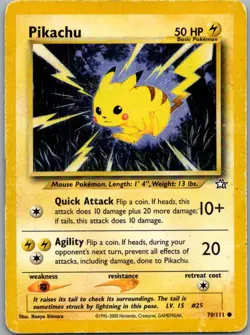 Pikachu 70/111 Common Neo Genesis Pokemon Unlimited Moderately Played - Image 1