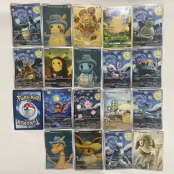 Poncho Starry Night Pokemon Gold Card Full Set (18) Beautiful Moon Night Trading - Image 1