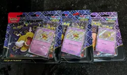 3 X Pokemon TCG Paldean Fates Tech Sticker Collection Greavard & Fidough SEALED - Image 1