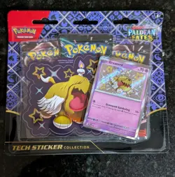3 X Pokemon TCG Paldean Fates Tech Sticker Collection Greavard & Fidough SEALED - Image 4