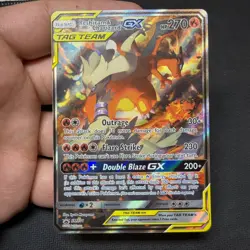 Pokemon Reshiram & Charizard GX TAG TEAM Ultra Rare Card SM201 - Image 1