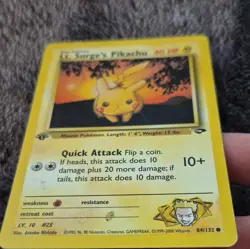 Pokemon TCG Lt. Surge's Pikachu 84/132 Gym Heroes Common Regular Unlimited - Image 2