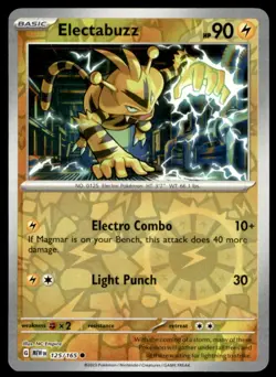 Electabuzz 125/165 Common 151 Pokemon Reverse Holo Near Mint - Image 1