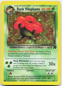 Dark Vileplume 13/82 Holo Rare Team Rocket Pokemon Unlimited Holo Heavily Played - Image 1
