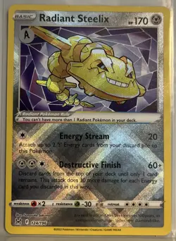 Radiant Steelix 2022 Pokemon TCG Lost Origin Shiny Holo Rare 124/196 (A) - Image 1