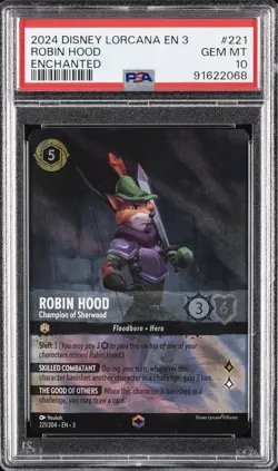 DISNEY LORCANA ENCHANTED #221 ROBIN HOOD - CHAMPION OF SHERWOOD PSA 10 - Image 1