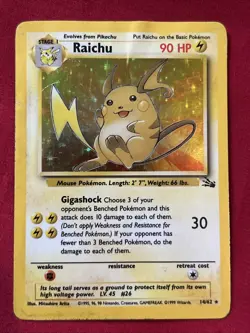 Raichu 14/62 Holo Fossil Card Pokemon (T104) - Image 2
