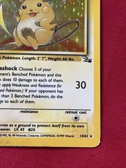 Raichu 14/62 Holo Fossil Card Pokemon (T104) - Image 5