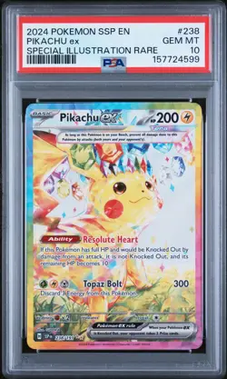 2024 POKEMON SSP EN-SURGING SPARKS SPECIAL ILLUSTRATION RARE PIKACHU EX PSA 10 - Image 1