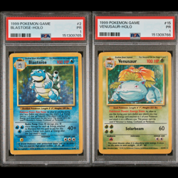 PSA 1 SEQUENTIAL Set 1999 Pokemon Blastoise 2/102 & Venusaur 15 Unlimited Base - Image 1