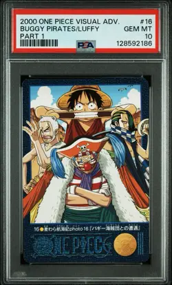 PSA 10 ONE PIECE VISUALADVENTURE PART 1 #16 No.16 BUGGY/MOHJI/CABAJI/ LUFFY - Image 1