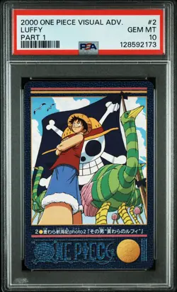 PSA 10 2000 CARDDASS ONE PIECE VISUALADVENTURE PART 1 #2 LUFFY No.2 - Image 1