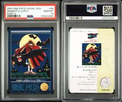 PSA 10 2001 CARDDASS ONE PIECE VISUAL ADVENTURE PART 3 #98 No.98 MONKEY D. LUFFY - Image 3