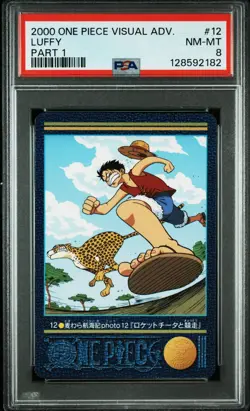 PSA 8 2000 CARDDASS ONE PIECE VISUAL ADVENTURE PART 1 #12 No.12 LUFFY - Image 1
