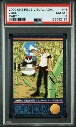 PSA 8 2000 CARDDASS ONE PIECE VISUAL ADVENTURE PART 1 #15 No.15 ZORO - Image 1