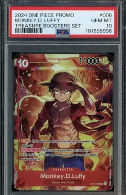 2024 One Piece Promo Treasure Boosters Set #006 Monkey D. Luffy PSA 10 GEM MINT - Image 1