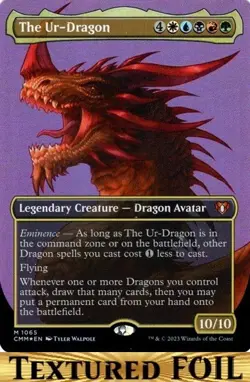1x - The Ur-Dragon - TEXTURE FOIL BORDERLESS #1065 - Commander Masters - NM MTG - Image 1