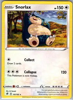 Snorlax 141/192 Non Holo SWSH02: Rebel Clash - Pokemon Card - NM - Image 1