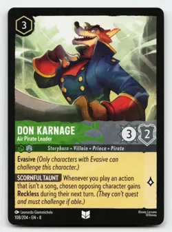 Don Karnage 108/204 Uncommon Reign of Jafar Lorcana Card - Image 1