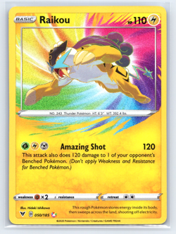 Raikou - 050/185 - Pokemon Vivid Voltage Sword & Shield Amazing Rare Card NM - Image 1