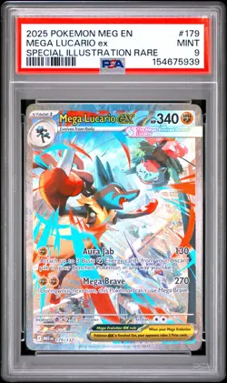 2025 POKEMON MEG EN-MEGA EVOLUTION #179 MEGA LUCARIO EX PSA 9 - Image 1