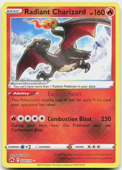 Radiant Charizard 020/159 Radiant Rare Crown Zenith Pokemon Near Mint - Image 1
