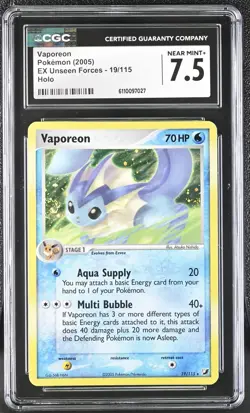 CGC 7.5 Vaporeon - Holo Pokemon EX Unseen Forces 19/115 - Image 1