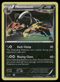 Houndoom 56/101 Holo Rare Plasma Blast Pokemon Holo Damaged - Image 1