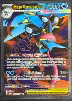 Chaos Rising Mega Greninja ex 100/086 HR Pokemon Card 🔥 Centering shown! - Image 1