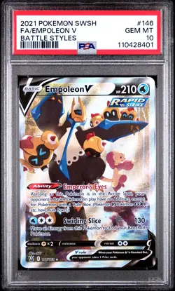 2021 POKEMON SWORD & SHIELD BATTLE STYLES #146 FA/EMPOLEON V PSA 10 - Image 1
